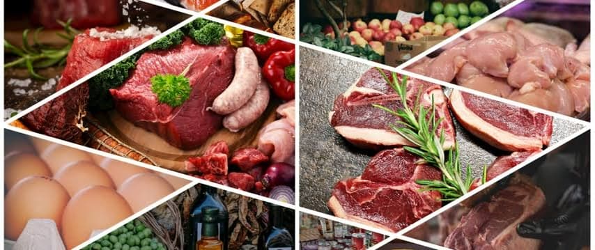 Premium meats and grocery products collage